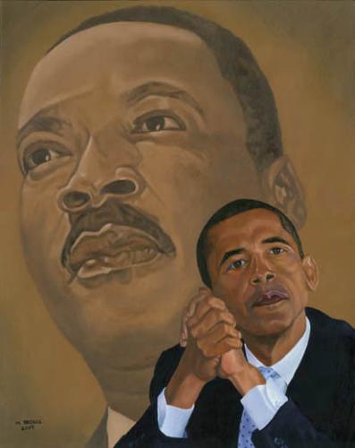 Barack Obama Martin Luther King Painting - This is an original painting.