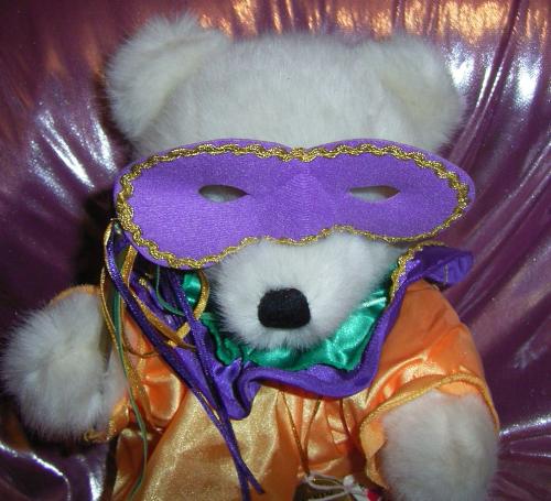 Cute Teddy - Sweet older white Teddy with satin costume