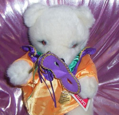 White Teddy - Sweet older white Teddy with satin costume