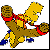 Bart threateninjg - Bart Simpson with catapult threatening end to human rights for someone