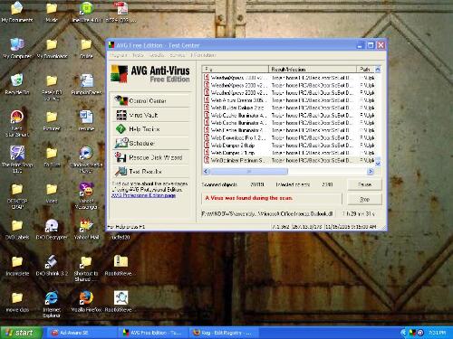 AVG anti-virs - screen shot of the software in work