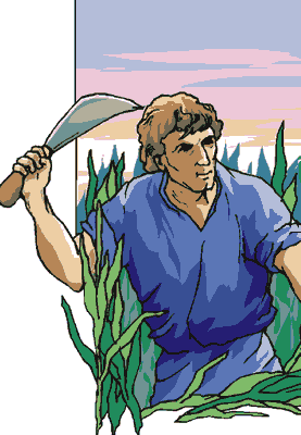 Indentured Servant - Graphic of an indentured servant cutting grass with a scythe. Retreived 1/15/2009 from: www.mrdowling.com