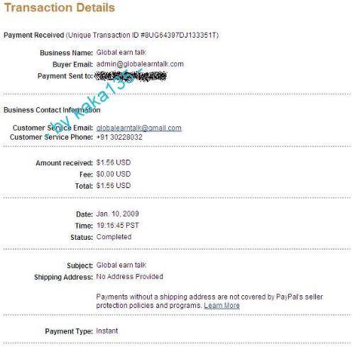 Payment proof from GET - This is my first payment from Global Earn Talk