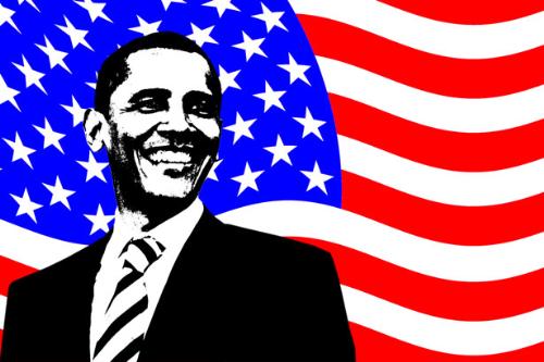 Barack Obama - Graphic of Barack Obama superimposed against the American flag. Retreived 1/18/2009 from: www.publicdomainpictures.net