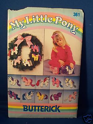 My little pony Butterick sewing pattern - This pattern features the patterns of 10 different my little pony ornaments, each one measering approximatly 5½ inches. The ponies are: Majesty, Glory, Sprinkles, Starshine, Firefly, Cotton Candy, Lemon Drop, Blossom Twilight and Moondancer. I am so excited about getting this collectible!