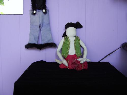 the doll I'm working on  - This is the doll that started out to be a juggler but that is instead going to be a parody of myself. I have always wanted to be part of a traveling circus, although I wanted to be a trapeze artist, not a juggler, hehehehe, but oh well!