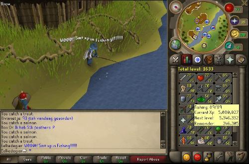 Runescape - yeah, that's me having more than 5m XP in fishing..at the moment more than 11M