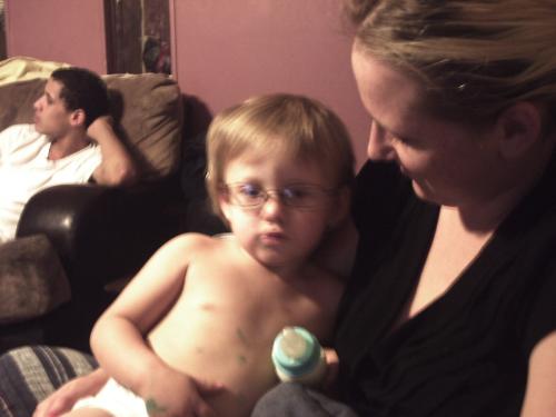 my son gage - This is my oldest son Gage, who is now 2 years old wearing mommies glasses