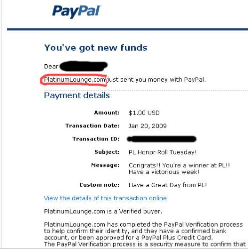 Platinum lounge Payment Proof - PL is not a scamming site they do pay and here is the proof