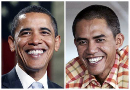 Barack Obama and Indonesian 'Obama' - Barack Obama look alike Ilham Anas from Bandung, Indonesia