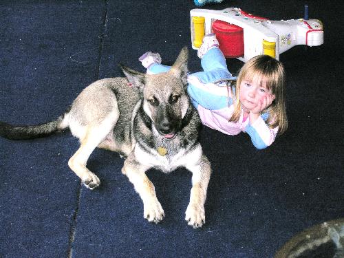 Thunder and Rebeca - Thunder and Rebecca taking a break, they both are tired from playing on the deck