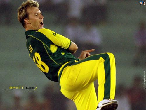 australian speed gun bret lee. - Australian speed gun Bret lee reacts after picking wicket.