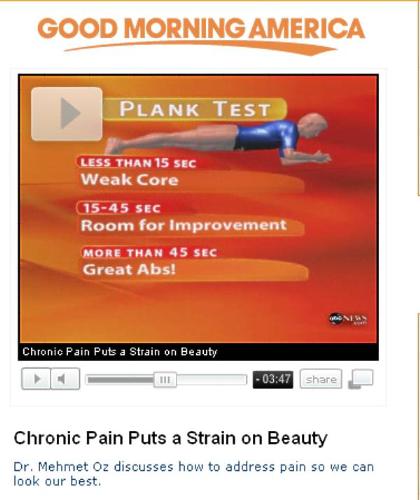 Plank Test Diagram from AMC - Photo show the plank test position and the the test levels indicating core strength.