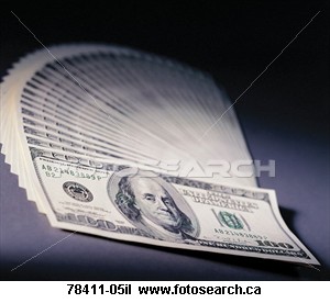 Huge Wad of CASH! - Bunch of money fanned out on a table