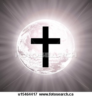 Clip art of a Cross - clipart image of a cross illuminated by a bright white light from behind