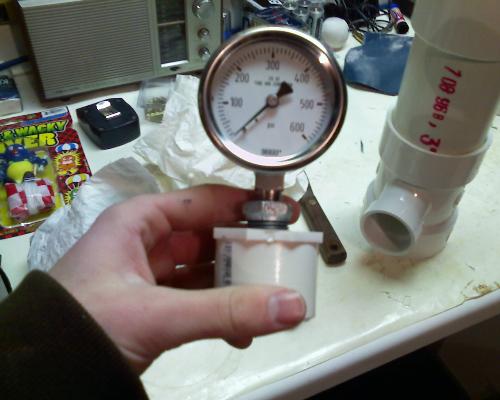 Pressure Guage - Our Pressure Guage goes up to 600psi The Pvc tube has 'Do NOT PRESSURIZE' written on the side of it Hmm....