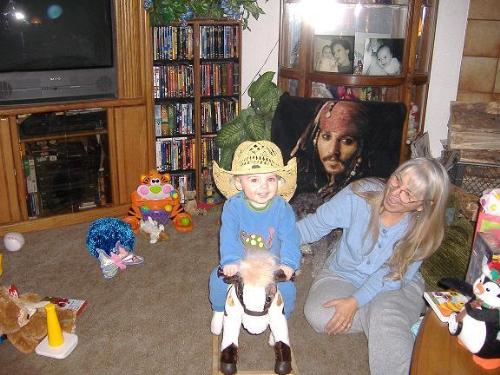 My adorable nephew playing cowboy on his rocking h - My adorable nephew playing cowboy on his rocking horse