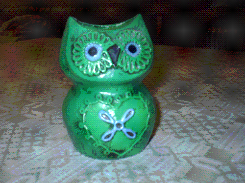 owl - green porcelain owl