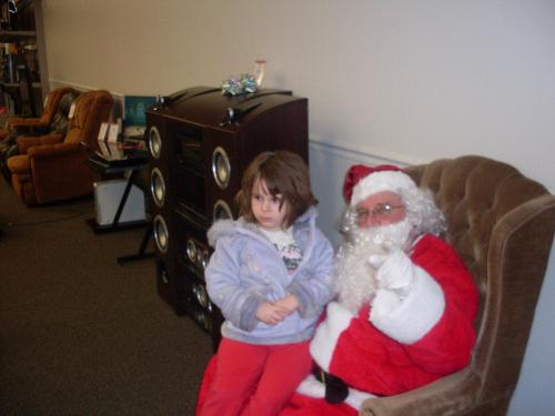 santa - britany with santa at rent a center in ashland kentucky in 2008