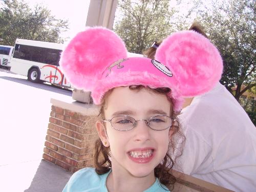 my daughter - my daughter with her new mickey mouse hat which she desinged