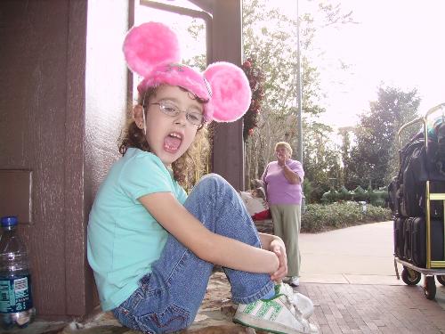 disney world - waiting for the bus outside our disney resort