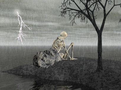 the emo skeleton - the lonely skeleton with lightning behind such an emo skeleton
