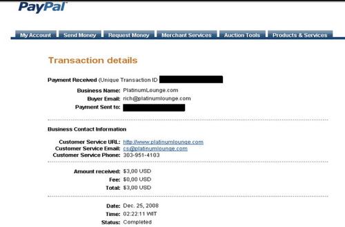 $ 3 from PL - PlatinumLounge payment