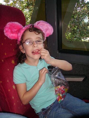 disney bus - my daughter on the disney bus