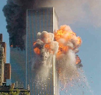 New York twin towers burning - The big tragedy of September 11, 2001 when twin towers crushed down killing many innocent people.
