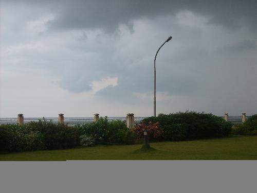 Clouds on top of a sea - How dark clouds look, before raining.
