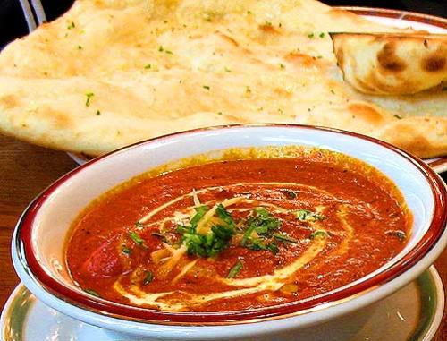 indian food - yummy butter chicken and naan