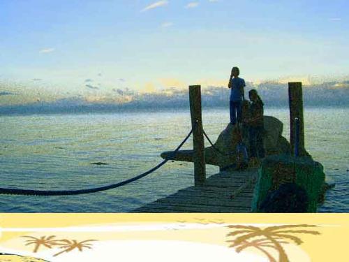 Summer beachview - Friends dropby a resort called Jurassic Park at Mindanao Philippines and view the summer sunset.