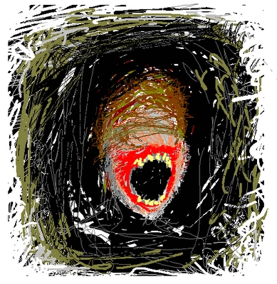 dark and scary - i sketched this in ms paint with the theme of a person tortured and screaming and just plain scary. is it scary?