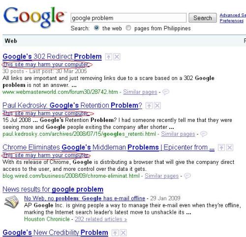 google problem - a glitch?