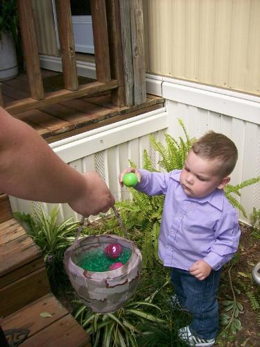 Weldon - a picture of little Weldon hunting easter eggs