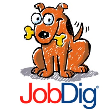 Job Dig or Blog Digg? - A photo of a dog with a slogan Job Dig below. Job Dig or Blog Digg?