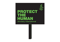 Amnesty international banner - the amnesty banner 'protect the human'.