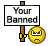 banned smiley - a smiley logo holding banned sign