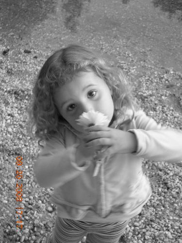 Lexi with a Flower - more black and white, I like how this one turned out