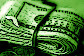 Dollar Bill Y'all - What a neat photo... a wad of money Photoshopped to look EXTRA green and yummy!