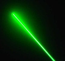 Laser Pointer Green Beam Action - Up close image of a green laser pointer in action, notice the beams collimation and minimal deflection from the new diode.