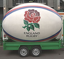 Giant rugby ball trailer - England six nations rugby ball