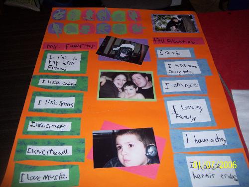 My Sons About Me poster - This is the poster he made for student of the week, I think he did an awsome job!