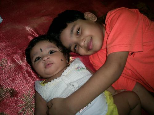 My cute kids - My 4 1/2 year old son Achal with his younger sister Apeksha .