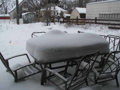 Manitoba snow cover - This photo was taken from our deck door showing the amount of snow cover in Manitoba during a typical winter.