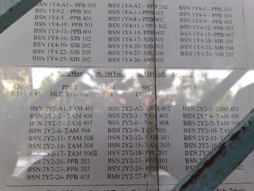 My Examination Schedule - This is my schedule for this semester, Oh crap! So tired of waking up early and having a long trip just to go to school! WHY IS MY SCHOOL SO FAR!! =))