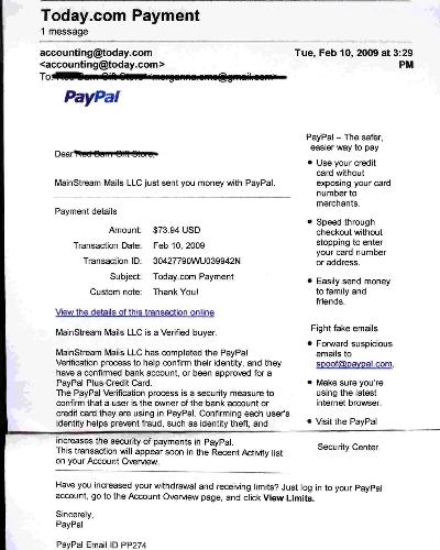 my today.com blog proof of payment! - woohoooo! i got paid from today.com on 2-10-2009