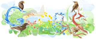 Todays Google logo - This logo represents Charles Darwins 200th birth day
