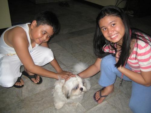 kids - with Bacon (puppy)