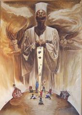 'Anointed Gift' by WAK - Picture commissioned by the late Bernie Mac to give to Oprah Winfrey on her 50th Birthday. she called it the most amazing gift. It is a picture of an angel bestowing gifts down to people.